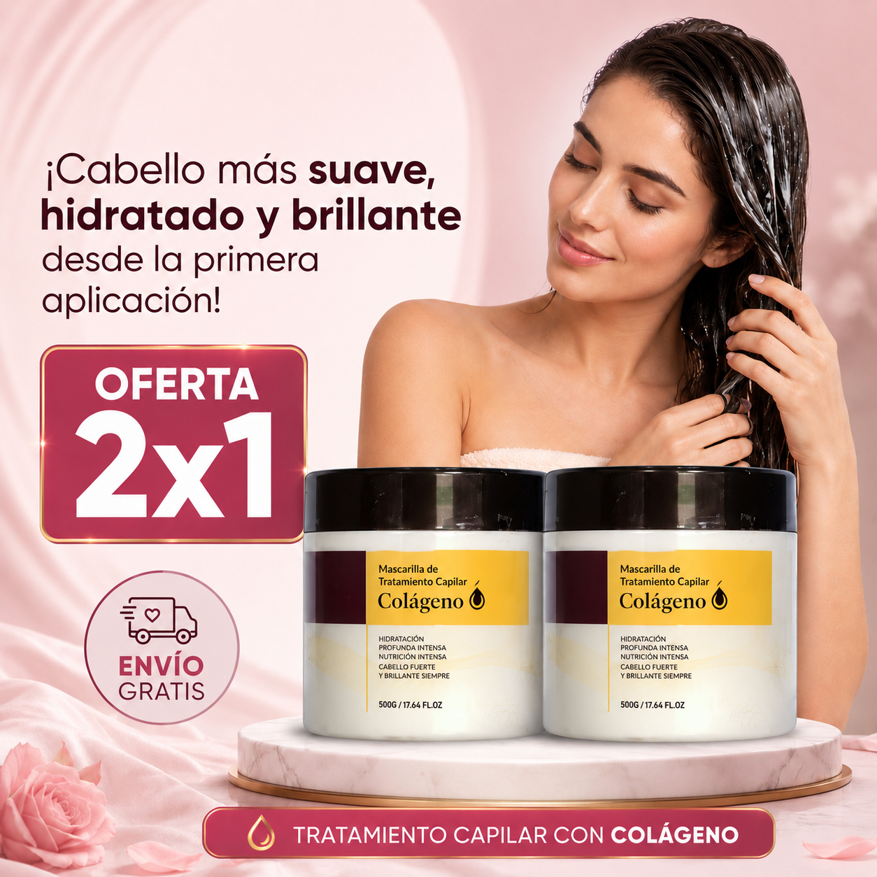🔥 2x1 Mascarilla Capilar con Colágeno | Hidratación y Brillo para tu Cabello