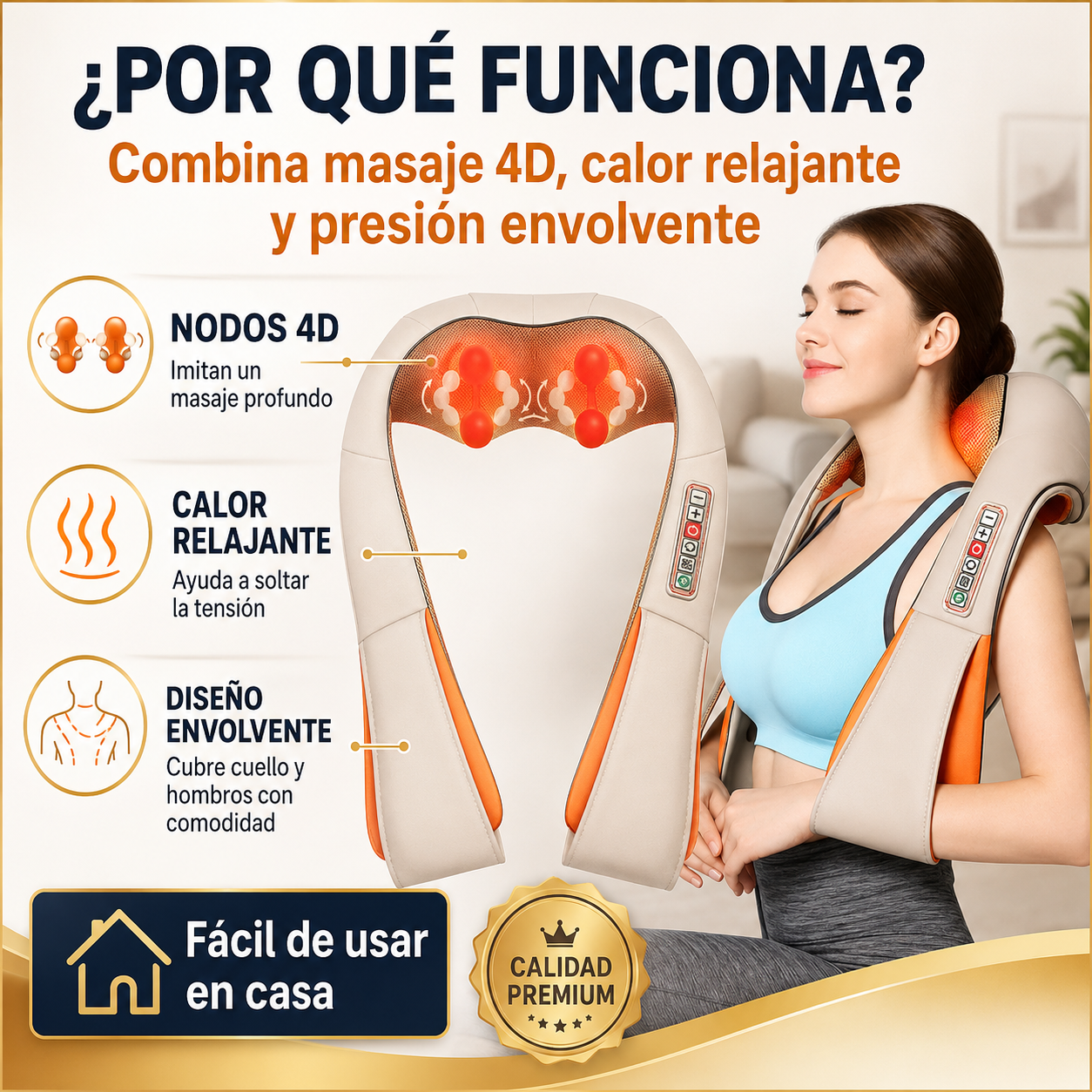 Masajeador Cervical 4D RelaxPro con Calor