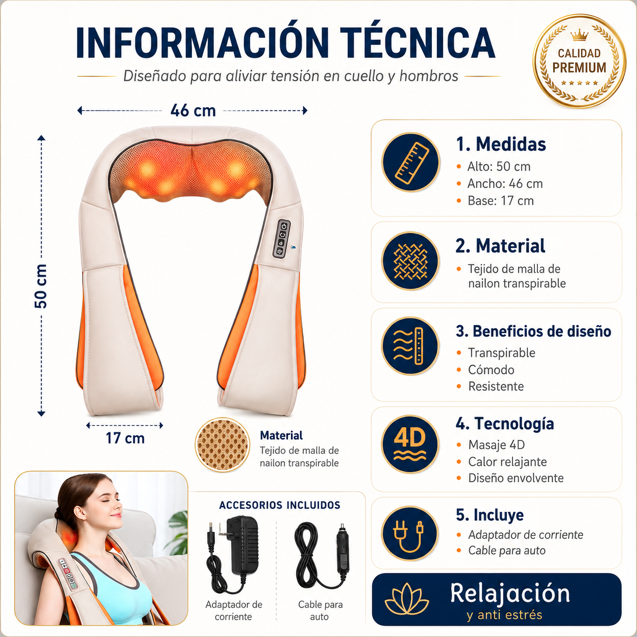 Masajeador Cervical 4D RelaxPro con Calor